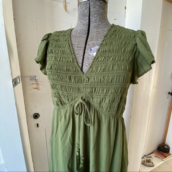 Taylor Olive Green Tiered Boho Dress - Picture 2 of 13